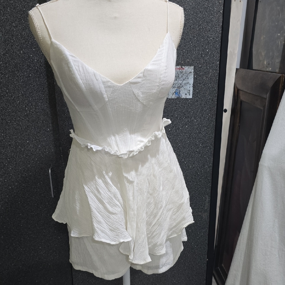 Elegant White Ruffled Jumpsuit